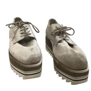 JEFFREY CAMPBELL Marty‎ Velvet Platform Oxford Shoes Grey/Beige - 9.5